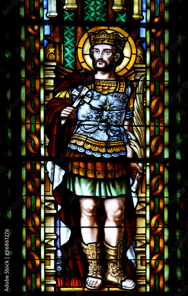 St. Hermenegild: beautiful stained glass window from Sacred Heart of Jesus -Temple Tibidao-(Barcelona, Spain).