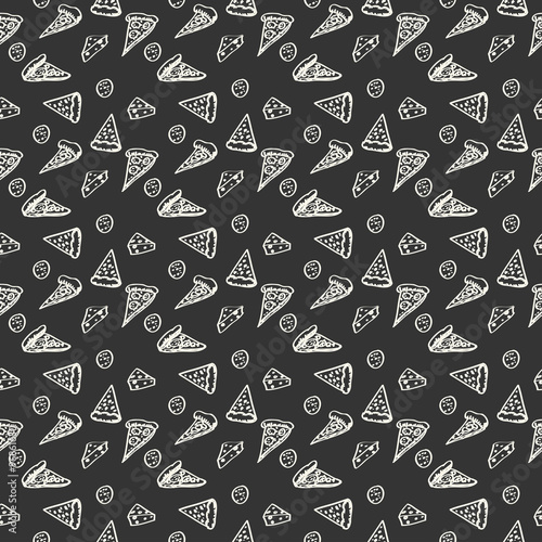 Pattern Pepperoni pizza monochrome