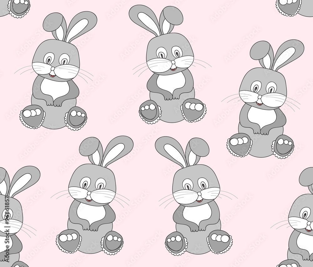 Childish vector seamless pattern with little funny bunnies Childish vector seamless pattern with little funny bunnies