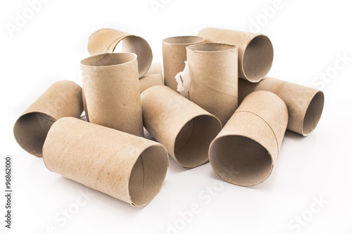 Empty toilet paper rolls isolated on white