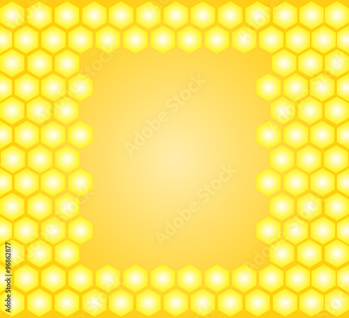 Honey vector frame with yellow honeycombs