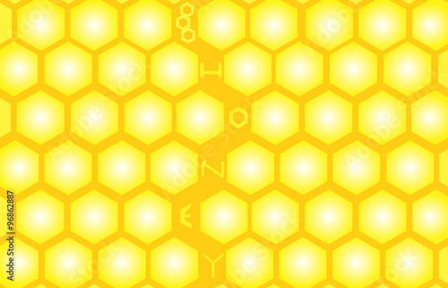 Vector honey seamless pattern with yellow honeycombs. Endless texture