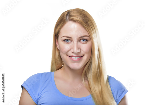 Blonde woman isolated 