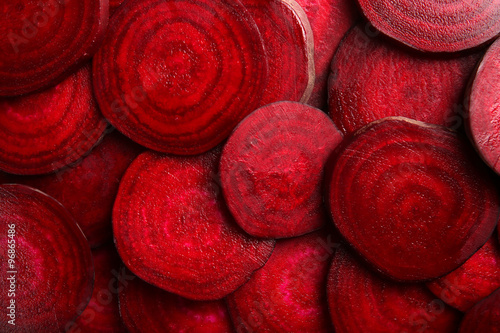 Slices of young beets close up