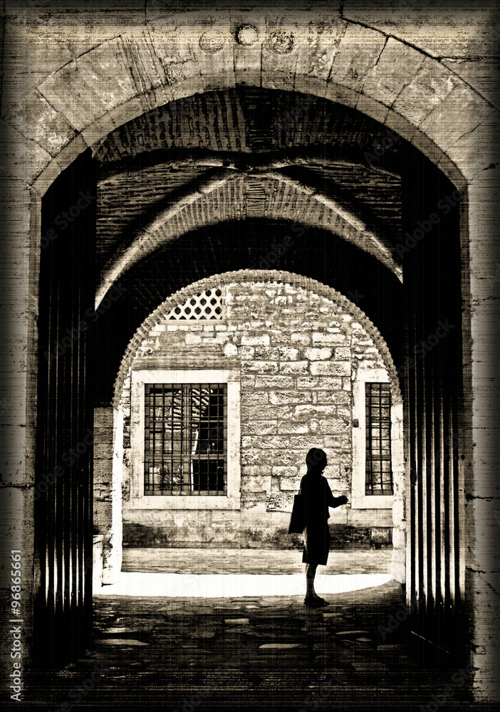 Kitchen Door At Topkapi Palace With A Person Standing, Istanbul,