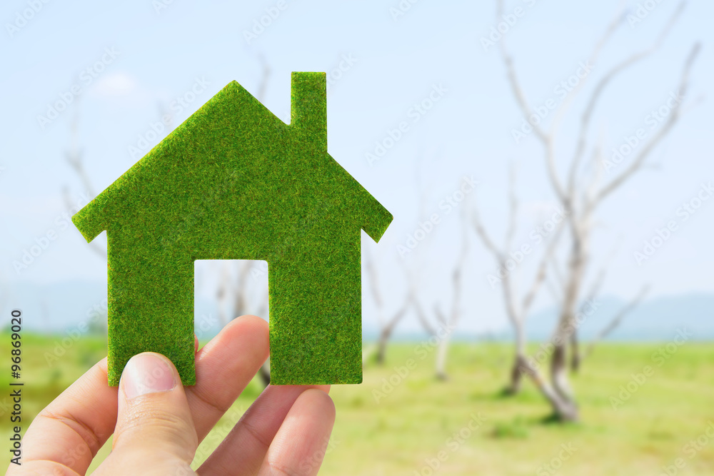 Hand holding eco house icon concept Hand holding eco house icon concept