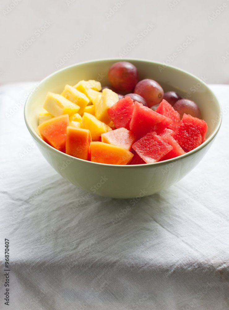 Tropical Fruits and Berries: water-melon, pineapple, papaya, grapes Tropical Fruits and Berries: water-melon, pineapple, papaya, grapes