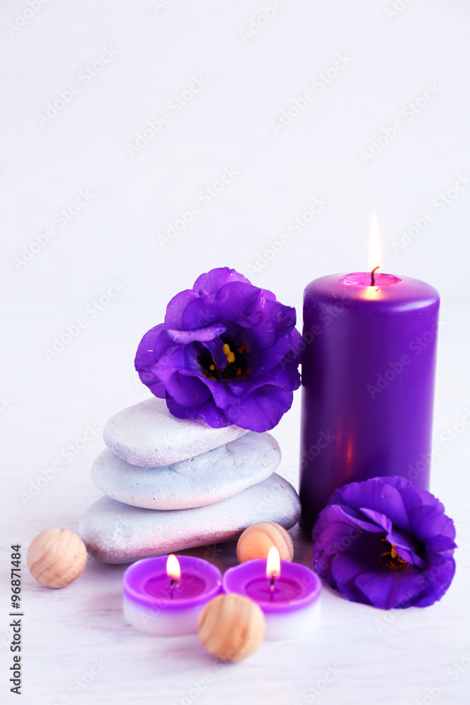 Beautiful spa composition on wooden table