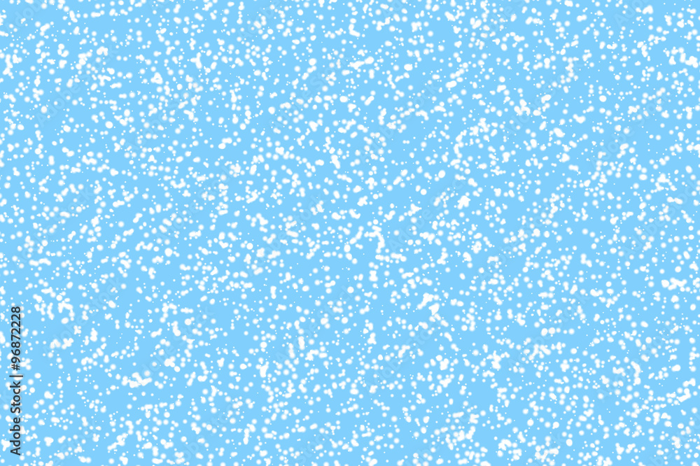 Snowflakes on blue background. Chaotic dotted pattern for Christmas and New year design.