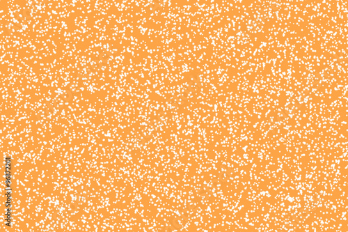 Snowflakes on orange background. Chaotic dotted pattern for Christmas and New year design