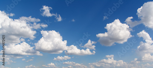 Wide sky panorama with scattered clouds