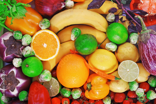 Fresh fruits and vegetables closeup