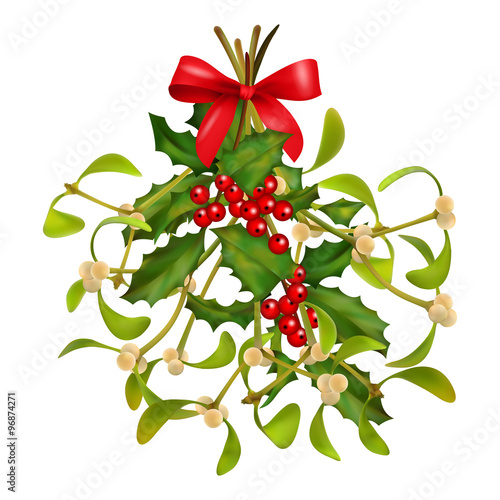 Christmas Mistletoe and Holly bouquet