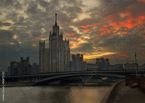 sunrise in the center of Moscow.