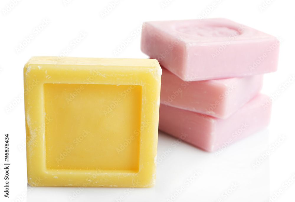 Bars of soap, isolated on white, individuality concept Bars of soap, isolated on white, individuality concept