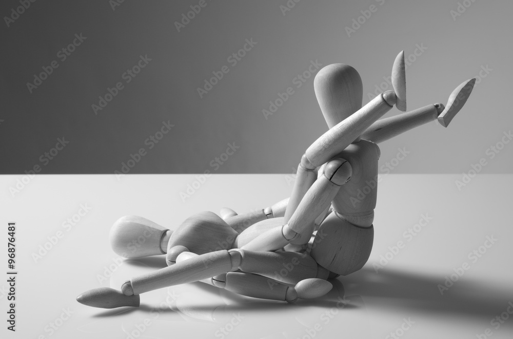 wooden figures having fun