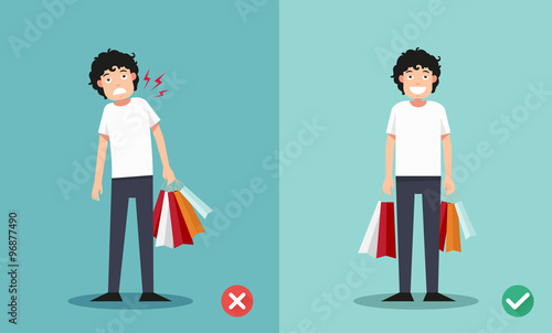 wrong and right ways for holding shopping bags