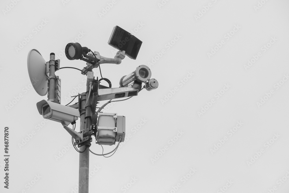 focus on video surveillance site, black and white effect focus on video surveillance site, black and white effect