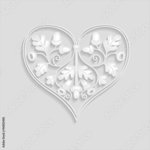 3d heart Oakleaves convoluted acorns leaf embossed floral structure - Herz Eichenlaub verschlungen Eicheln Blätter erhaben Strucktur Hochzeit Wedding Schönheit wedding beauty