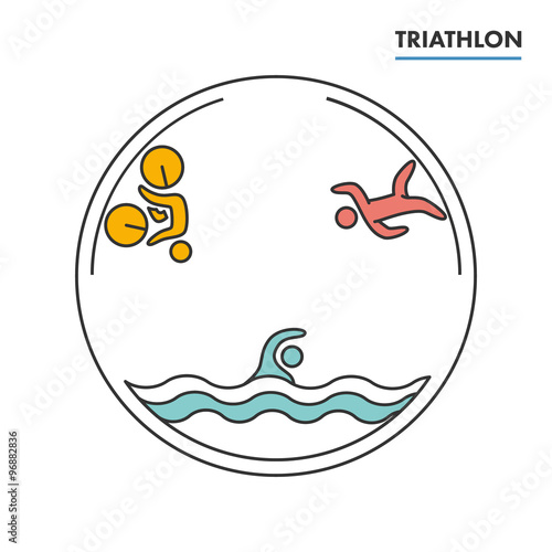 Triathlon logo and icon. Swimming, cycling, running symbols