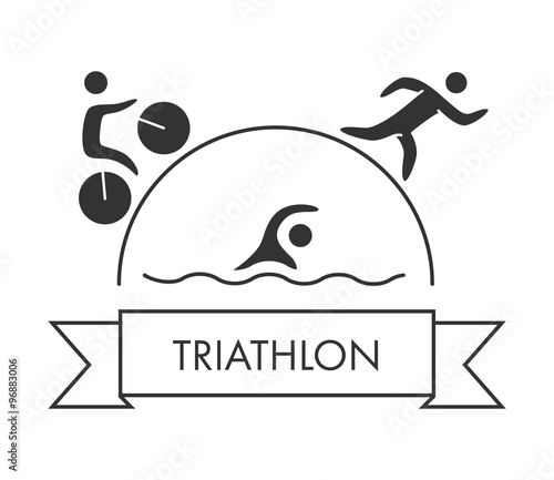 Triathlon logo and icon. Swimming, cycling, running symbols