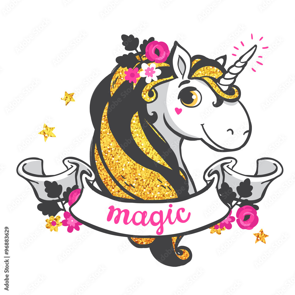 Gold Unicorn Illustration. Gold Unicorn Illustration.