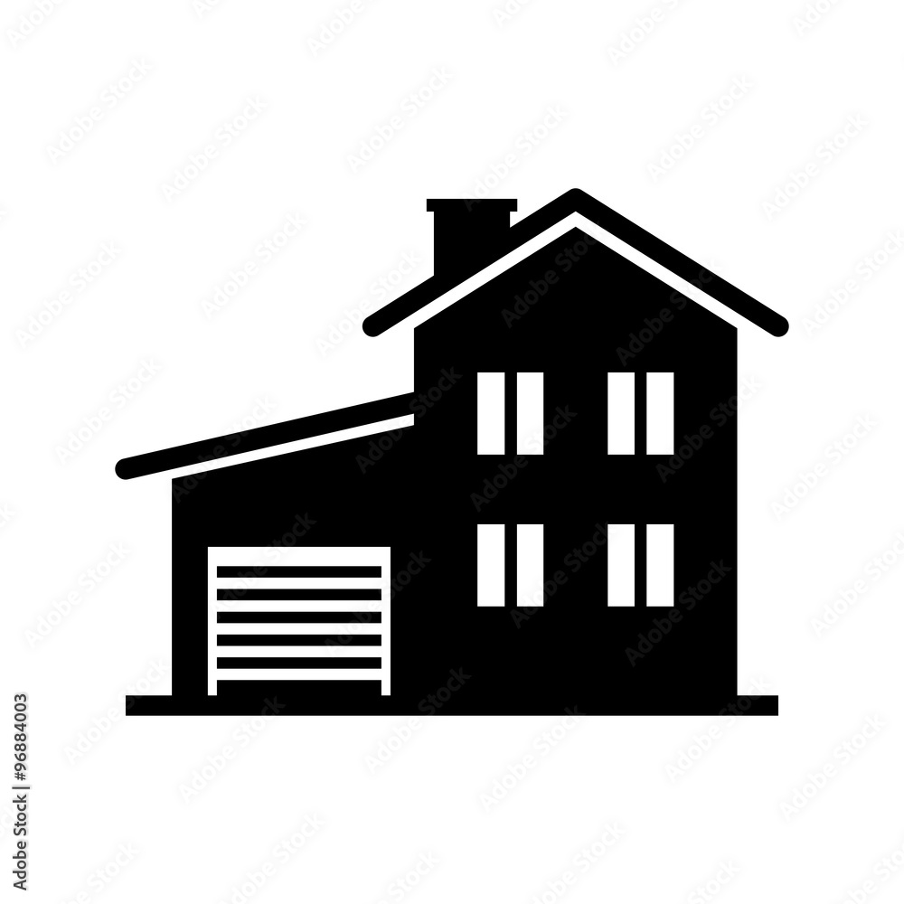 two-storey house with a garage icon two-storey house with a garage icon