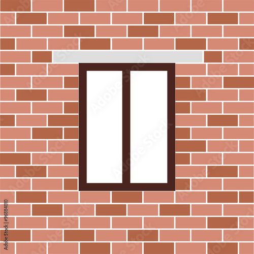 window in a brick building with barred background. vector illustration