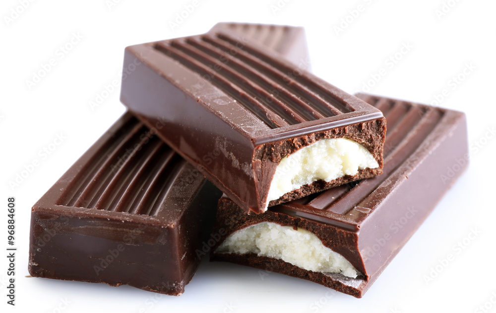 Many Chocolate sticks, isolated on white Many Chocolate sticks, isolated on white