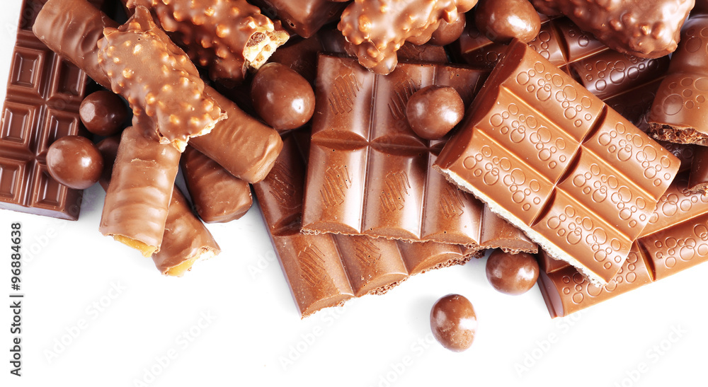Mix of chocolate on table, close-up Mix of chocolate on table, close-up