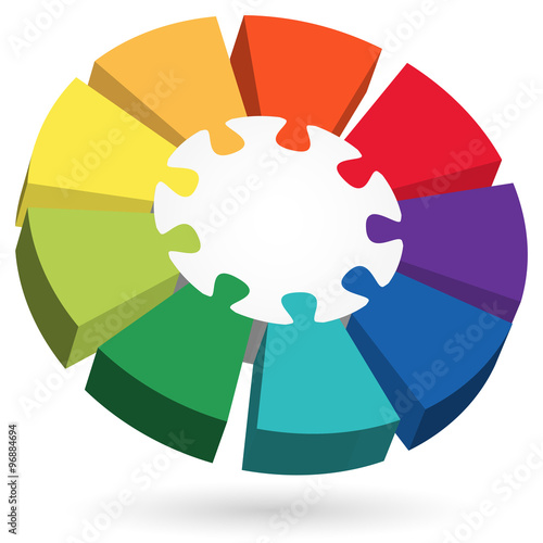 3D Puzzle info graphic with center part