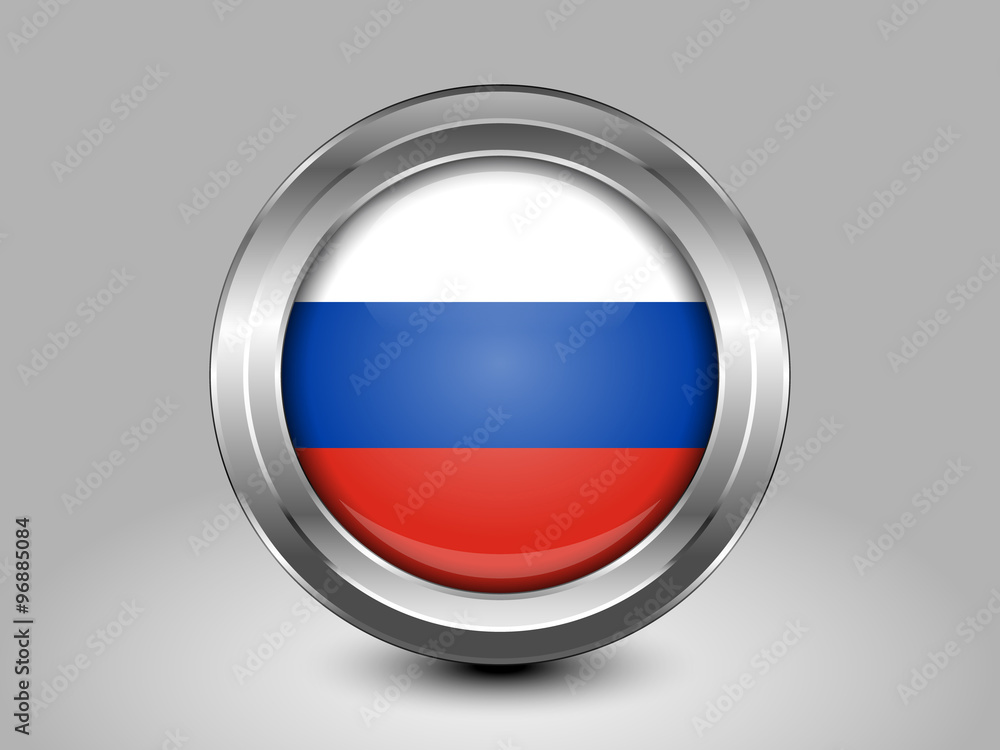 Flag of Russia. Metal Round Icon Flag of Russia. Metal Round Icon