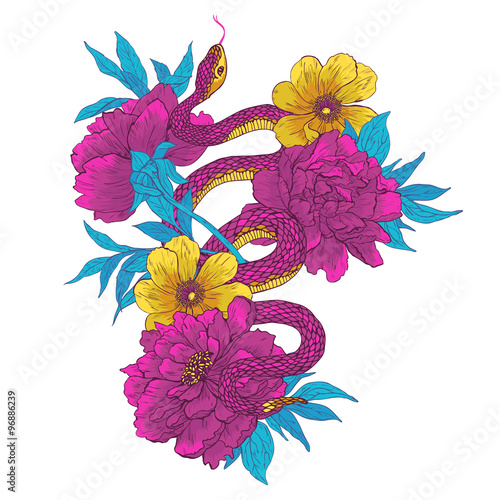 Snake and flowers.