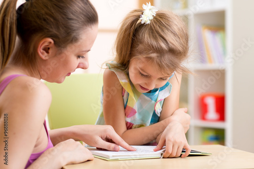 Mother teaching child daugh...