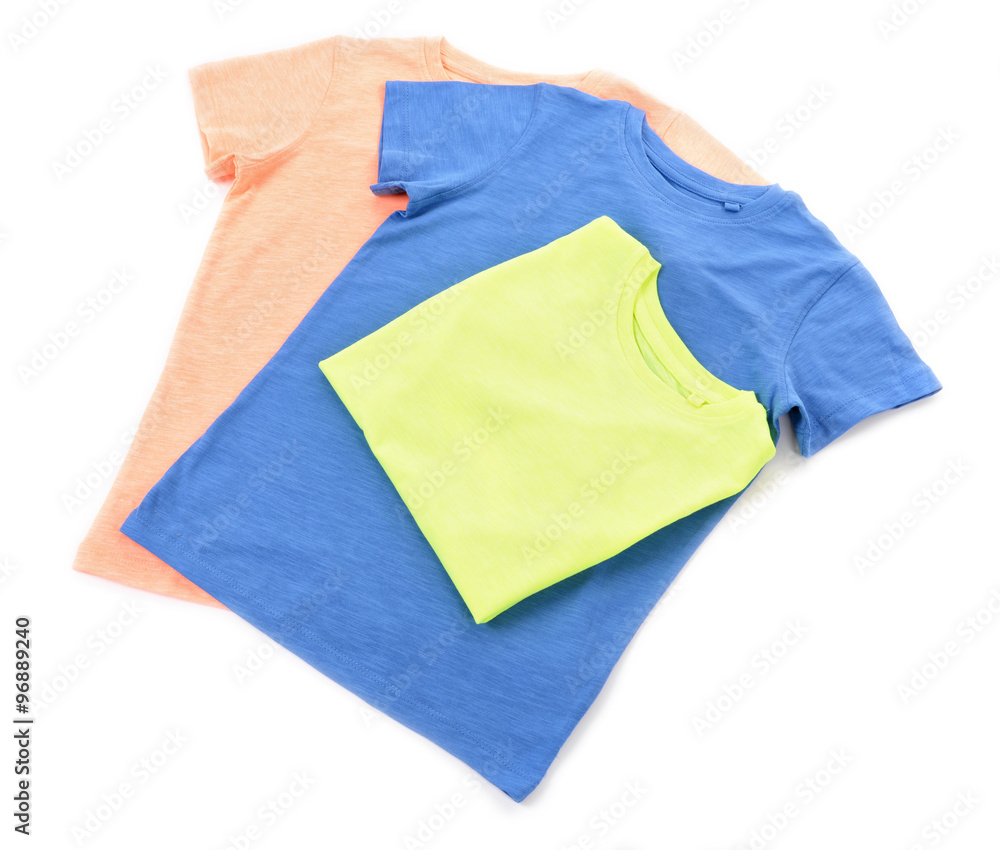 Colourful cotton T-shirt isolated on white background