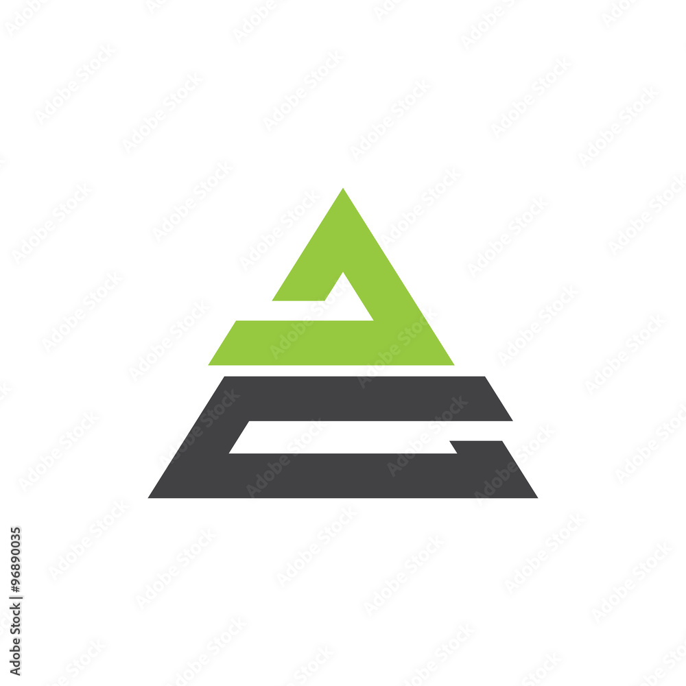 Grey And Green Shape Triangle Mountain Logo Template Stock Vector ...