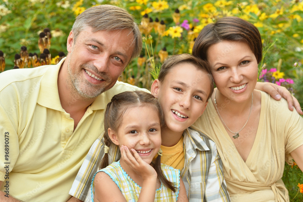 happy family at blooming field happy family at blooming field