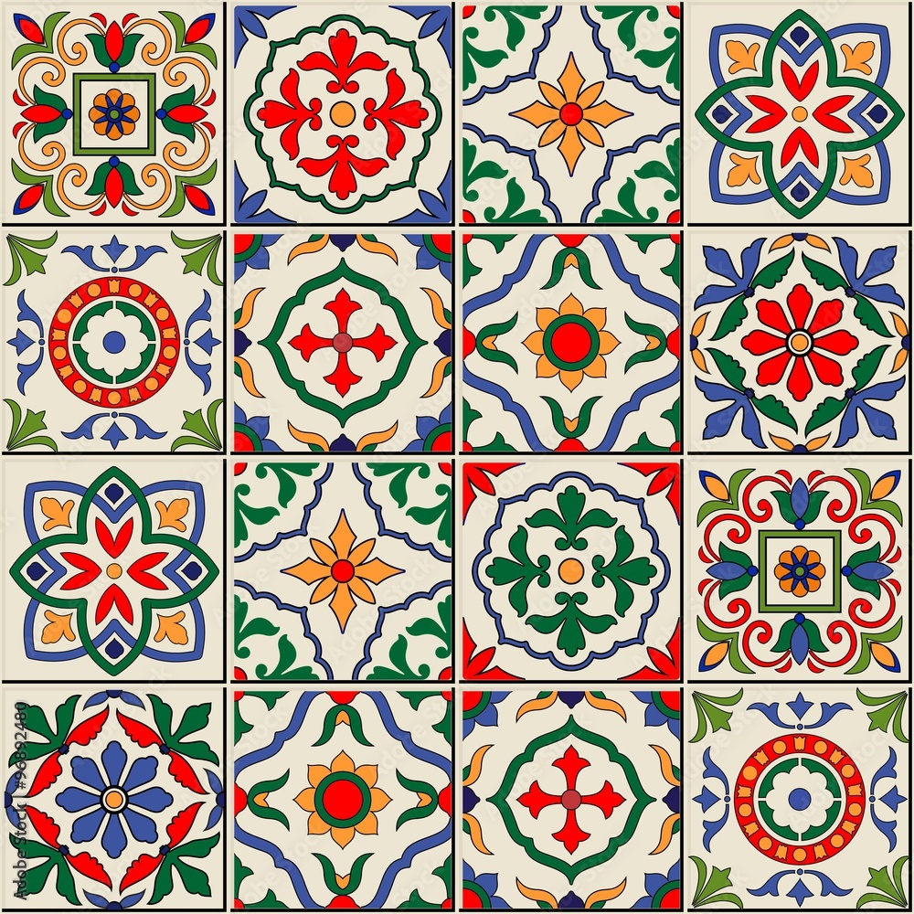 Gorgeous seamless pattern . Moroccan, Portuguese tiles, Azulejo, ornaments. Gorgeous seamless pattern . Moroccan, Portuguese tiles, Azulejo, ornaments.