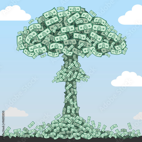 Nuclear explosion of denominations. Nuclear explosion of green bills, currency explosion.