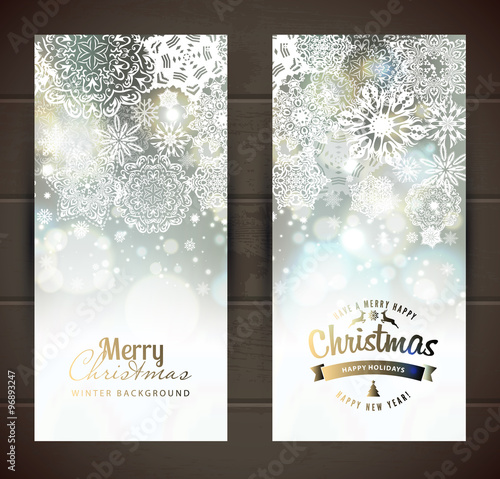 Snowflake backgroundset of christmass banners.