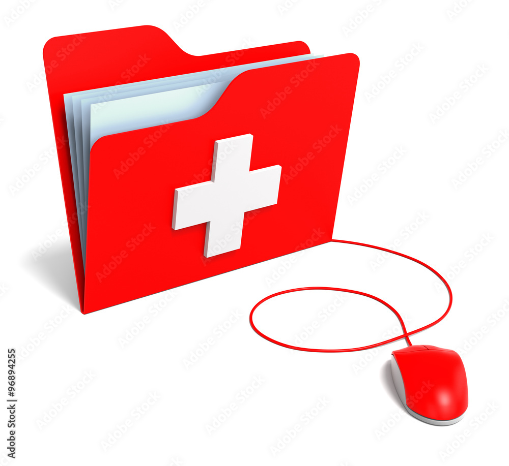 Red PC Mouse with First Aid Help Folder Red PC Mouse with First Aid Help Folder