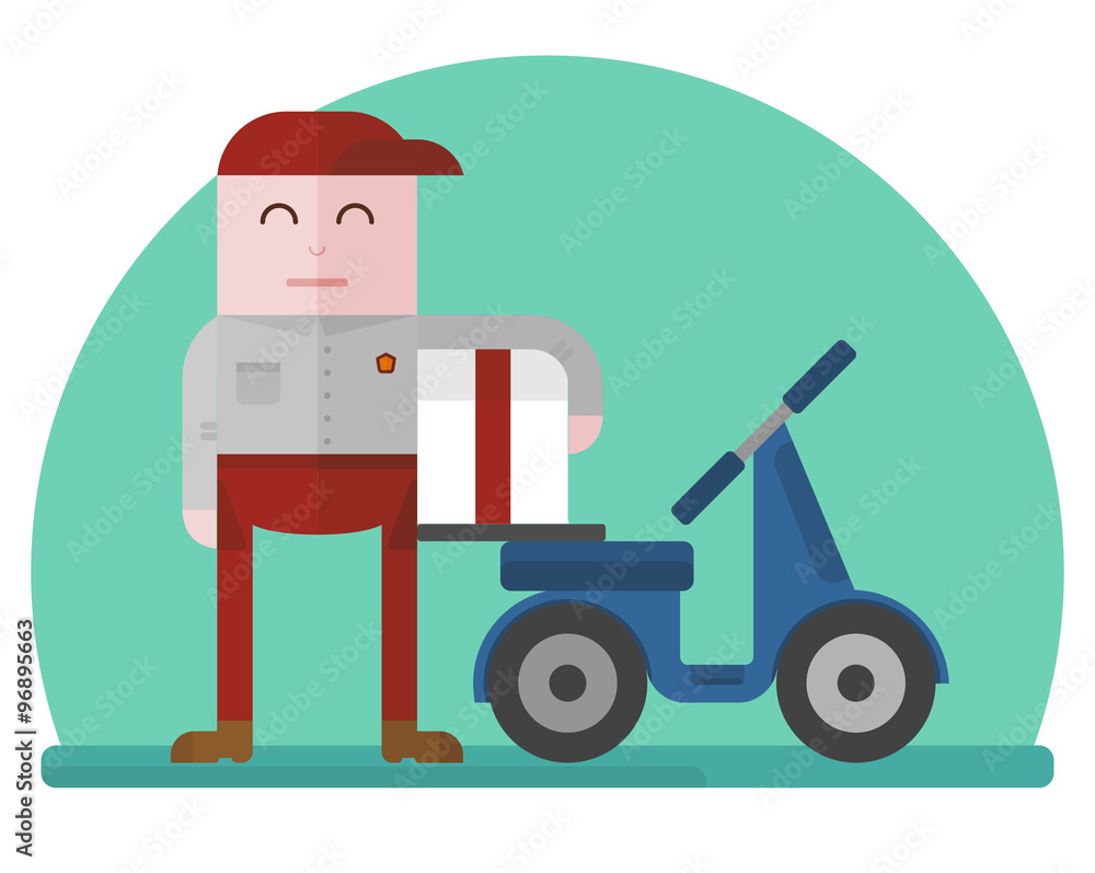 Delivery man with with scooter Delivery man with with scooter