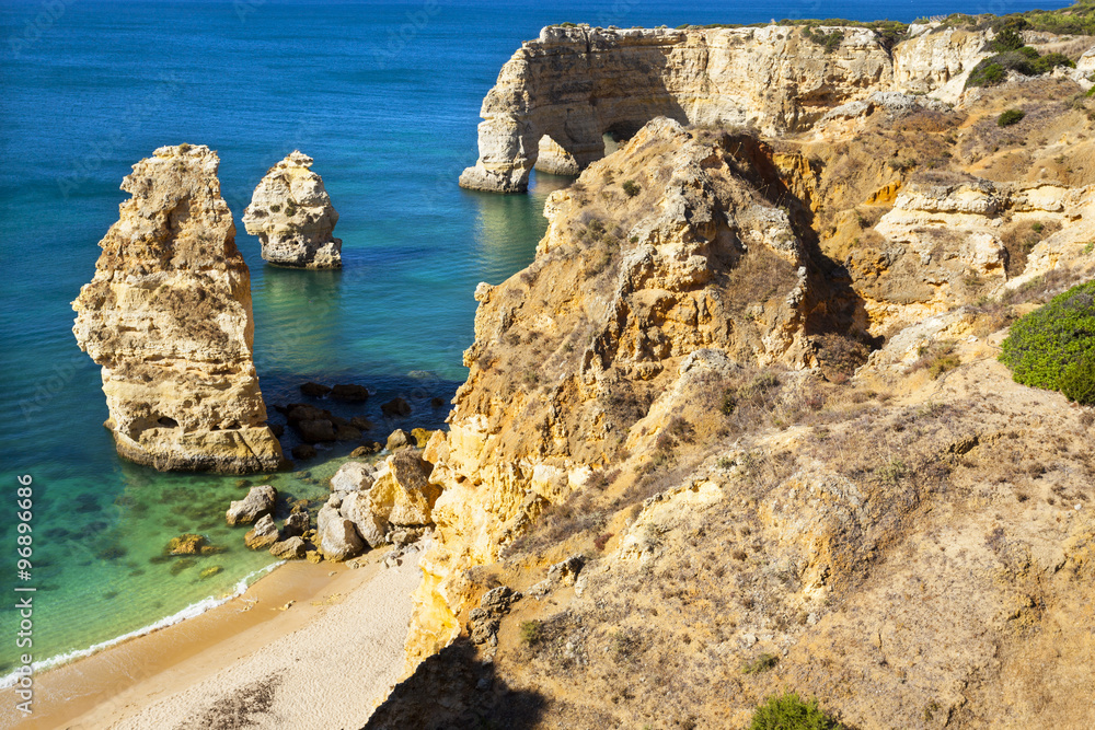 Idyllic beach praia da Marinha, Lagoa, Algarve Idyllic beach praia da Marinha, Lagoa, Algarve