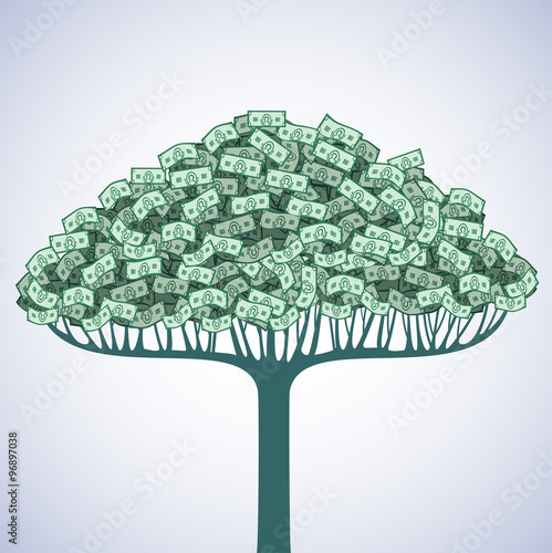 Tree of money. A tree with leaves of cash exchange greenback.