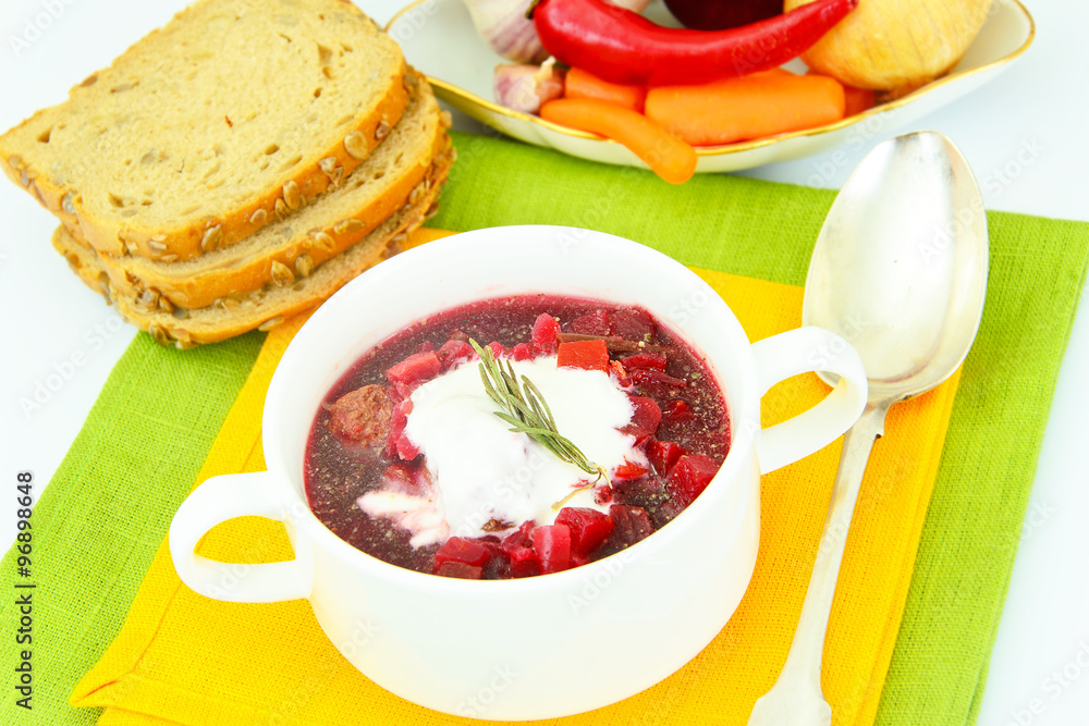Healthy and Diet Food: Soup with Beetroot and Dumplings. Healthy and Diet Food: Soup with Beetroot and Dumplings.