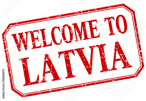 Latvia - welcome red vintage isolated label