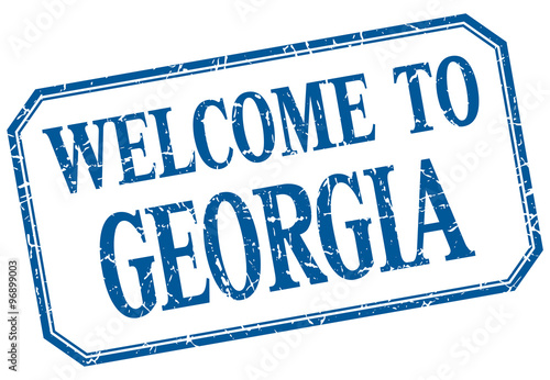 Georgia - welcome blue vintage isolated label
