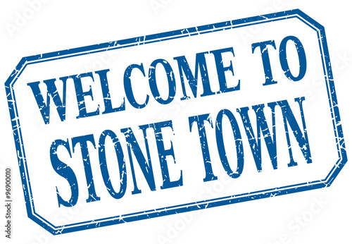 Stone Town - welcome blue vintage isolated label