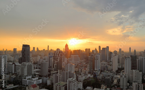 Cityscape sunset at evening time