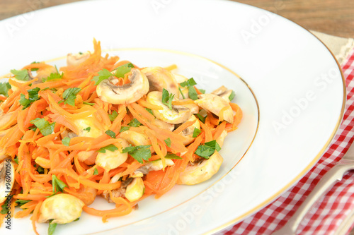 Healthy and Diet Food: Salad Carrot Mushrooms.